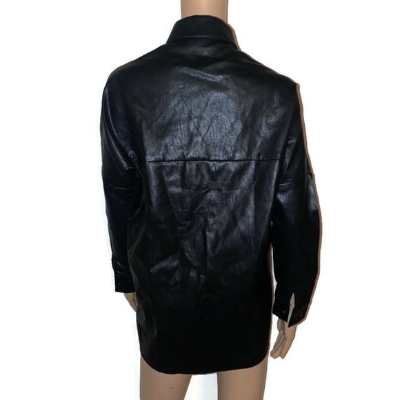 MISSGUIDED Faux Leather Button Down Oversize Shirt Dress SZ 6 - Picture 4 of 5